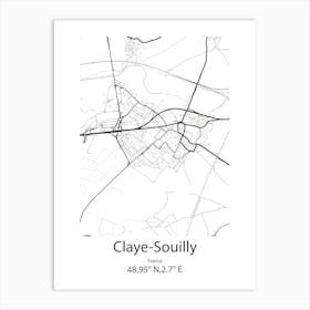 Claye Souilly,France Minimalist Map Art Print