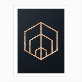 Abstract Geometric Gold Glyph on Dark Teal n.0409 Art Print