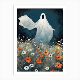 Sheet Ghost In A Field Of Flowers Painting (22) Art Print