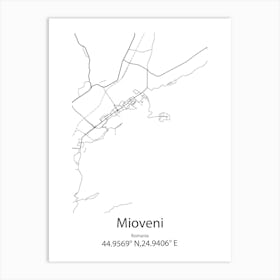 Mioveni,Romania Minimalist Map Art Print