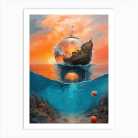 Ship In The Ocean Art Print