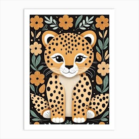 Floral Cute Baby Leopard Nursery (18) Art Print