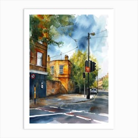 Hackney London Borough   Street Watercolour 4 Art Print