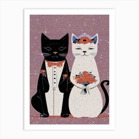 Wedding Cats I Do Art Print