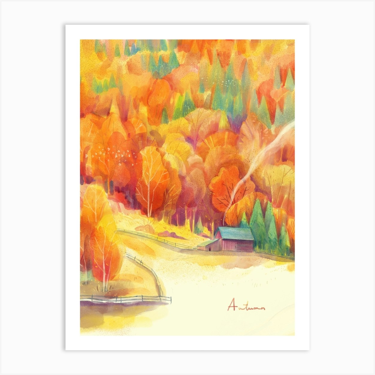 Autumn Forest Art Print By Uba S World Fy