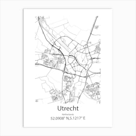 Utrecht,Netherlands Minimalist Map Art Print