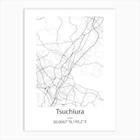 Tsuchiura,Japan Minimalist Map Póster