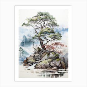 Tokyo In Japan, Japanese Brush Painting, Ukiyo E, Minimal 3 Art Print