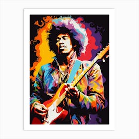 Jimi Hendrix Colourful 2 Art Print