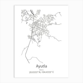 Ayutla De Los Libres,Mexico Minimalist Map Art Print