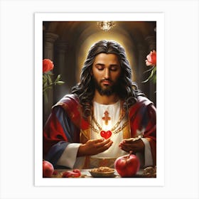 Jesus Holding A Heart Art Print