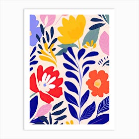 Whimsical Flower Waltz; Henri Matisse Style Colorful Flower Market Art Print