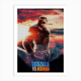 Godzilla Vs Kong In A Pixel Dots Art Style Art Print