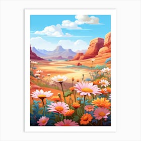 Daisy Wildflower In Desert, South Western Style (1) Art Print