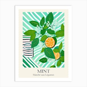 Marche Aux Legumes Mint Summer Illustration 8 Art Print