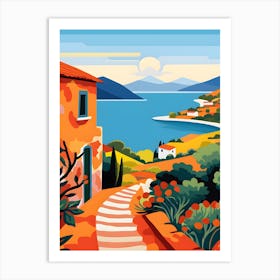 Greece Landscape Painting Art Print