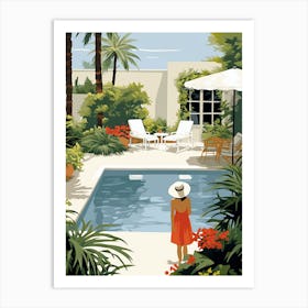 Patio With Pool In Mexico - expressionism 2 Art Print