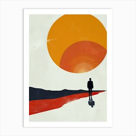 Man Walking In The Desert, Boho Art Print