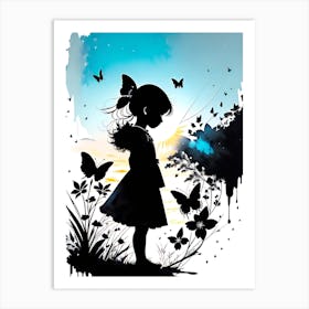 Little Girl With Butterflies Art Print