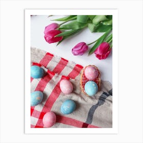 Easter Eggs And Tulips 2 Art Print