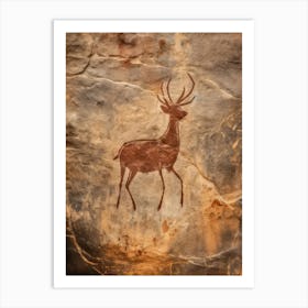 Deer In The Cave Style Abstract Art Print