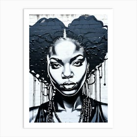 Graffiti Mural Of Beautiful Black Woman 130 Art Print