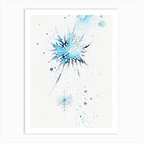 Falling, Snowflakes, Minimalist Watercolour 2 Art Print