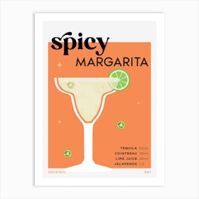 Spicy Margarita in Orange Cocktail Recipe Art Print