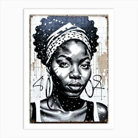 Vintage Graffiti Mural Of Beautiful Black Woman 128 Art Print
