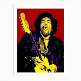 Jimi Hendrix Colorful Art Art Print