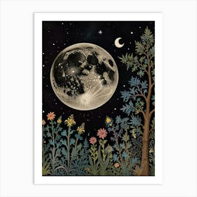 Moon In The Garden Style William Morris 1 Art Print Art Print