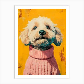 Goldendoodle In Pink Sweater 4 Art Print