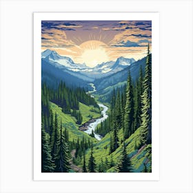 Mount Rainier National Park Retro Pop Art 6 Art Print