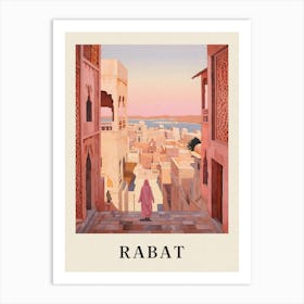 Rabat Morocco 2 Vintage Pink Travel Illustration Poster Art Print