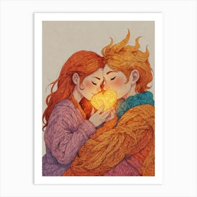 Kissing Couple Art Print