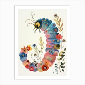 Colourful Insect Illustration Catepillar 8 Art Print