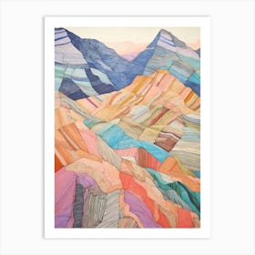 Scafell Pike England 4 Colourful Mountain Illustration Art Print