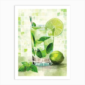 Mojito Watercolour Inspired 4 Art Print