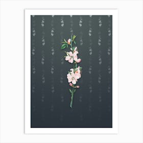 Vintage Peach Flower Botanical on Slate Gray Pattern n.0211 Art Print