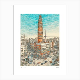 Karachi Pakistan Drawing Pencil Style 2 Travel Poster Art Print