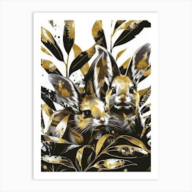 Gold Rabbits Art Print