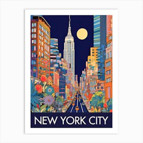 New York City Night United States Travel Print Painting Cute Art Print
