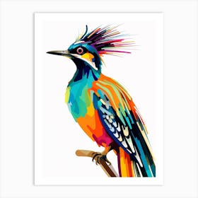 Colourful Geometric Bird Roadrunner 2 Art Print