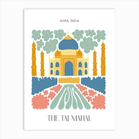 The Taj Mahal   Agra, India, Travel Poster In Cute Illustration Art Print
