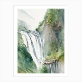 Gavarnie Falls, France Water Colour (2) Art Print