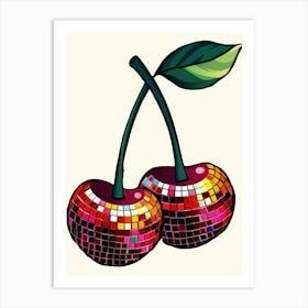 Cherries With Disco Balls Art Print