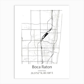 Boca Raton,United States Minimalist Map 1 Art Print