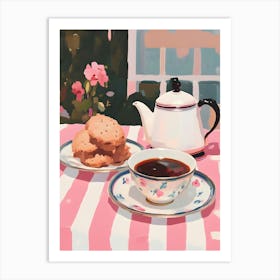 Pink Pastel Cookies And Tea Art Print