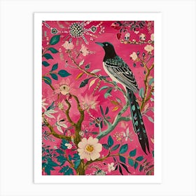Floral Animal Painting Magpie 2 Art Print