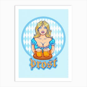 Girl With Beer Mugs for Oktoberfest Art Print